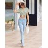imageEkouaer Pajamas for Women Set Button Up Sleepwear Cute Pjs Ruffle Sleeve Notch Collar Loungewear with Long Pants SXXL