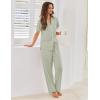 imageEkouaer Pajamas for Women Set Button Up Sleepwear Cute Pjs Ruffle Sleeve Notch Collar Loungewear with Long Pants SXXL