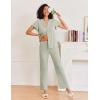 imageEkouaer Pajamas for Women Set Button Up Sleepwear Cute Pjs Ruffle Sleeve Notch Collar Loungewear with Long Pants SXXL