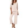 imageEkouaer Lounge Sets for Women Comfy Pajamas Set 2 Piece Outfits Short Sleeve Tops and Wide Leg Pants with Large Pockets