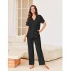 imageEkouaer Pajamas for Women Set Button Up Sleepswear 2 Piece Short Sleeve PJ Top and Long Pants Loungwear With Pocket SXXLBlack