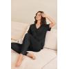 imageEkouaer Pajamas for Women Set Button Up Sleepswear 2 Piece Short Sleeve PJ Top and Long Pants Loungwear With Pocket SXXLBlack