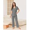 imageEkouaer Pajamas for Women Set Button Up Sleepswear 2 Piece Short Sleeve PJ Top and Long Pants Loungwear With Pocket SXXLDark Gray