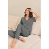 imageEkouaer Pajamas for Women Set Button Up Sleepswear 2 Piece Short Sleeve PJ Top and Long Pants Loungwear With Pocket SXXLDark Gray