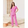 imageEkouaer Pajamas for Women Set Button Up Sleepswear 2 Piece Short Sleeve PJ Top and Long Pants Loungwear With Pocket SXXLHot Pink Leopard Print