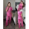 imageEkouaer Pajamas for Women Set Button Up Sleepswear 2 Piece Short Sleeve PJ Top and Long Pants Loungwear With Pocket SXXLHot Pink Leopard Print