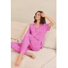 imageEkouaer Pajamas for Women Set Button Up Sleepswear 2 Piece Short Sleeve PJ Top and Long Pants Loungwear With Pocket SXXLHot Pink Leopard Print