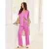imageEkouaer Pajamas for Women Set Button Up Sleepswear 2 Piece Short Sleeve PJ Top and Long Pants Loungwear With Pocket SXXLHot Pink Leopard Print