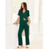 imageEkouaer Pajamas for Women Set Button Up Sleepswear 2 Piece Short Sleeve PJ Top and Long Pants Loungwear With Pocket SXXLLake Green