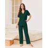 imageEkouaer Pajamas for Women Set Button Up Sleepswear 2 Piece Short Sleeve PJ Top and Long Pants Loungwear With Pocket SXXLLake Green
