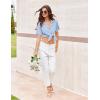 imageEkouaer Pajamas for Women Set Button Up Sleepswear 2 Piece Short Sleeve PJ Top and Long Pants Loungwear With Pocket SXXLLight Blue