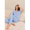 imageEkouaer Pajamas for Women Set Button Up Sleepswear 2 Piece Short Sleeve PJ Top and Long Pants Loungwear With Pocket SXXLLight Blue