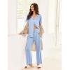 imageEkouaer Pajamas for Women Set Button Up Sleepswear 2 Piece Short Sleeve PJ Top and Long Pants Loungwear With Pocket SXXLLight Blue