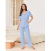 imageEkouaer Pajamas for Women Set Button Up Sleepswear 2 Piece Short Sleeve PJ Top and Long Pants Loungwear With Pocket SXXLLight Blue