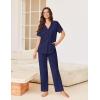 imageEkouaer Pajamas for Women Set Button Up Sleepswear 2 Piece Short Sleeve PJ Top and Long Pants Loungwear With Pocket SXXLNavy