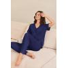 imageEkouaer Pajamas for Women Set Button Up Sleepswear 2 Piece Short Sleeve PJ Top and Long Pants Loungwear With Pocket SXXLNavy
