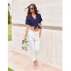 imageEkouaer Pajamas for Women Set Button Up Sleepswear 2 Piece Short Sleeve PJ Top and Long Pants Loungwear With Pocket SXXLNavy