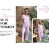 imageEkouaer Pajamas for Women Set Button Up Sleepswear 2 Piece Short Sleeve PJ Top and Long Pants Loungwear With Pocket SXXLPink