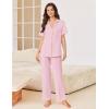 imageEkouaer Pajamas for Women Set Button Up Sleepswear 2 Piece Short Sleeve PJ Top and Long Pants Loungwear With Pocket SXXLPink