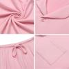 imageEkouaer Pajamas for Women Set Button Up Sleepswear 2 Piece Short Sleeve PJ Top and Long Pants Loungwear With Pocket SXXLPink