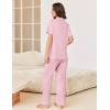 imageEkouaer Pajamas for Women Set Button Up Sleepswear 2 Piece Short Sleeve PJ Top and Long Pants Loungwear With Pocket SXXLPink