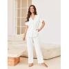 imageEkouaer Pajamas for Women Set Button Up Sleepswear 2 Piece Short Sleeve PJ Top and Long Pants Loungwear With Pocket SXXLWhite