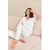 imageEkouaer Pajamas for Women Set Button Up Sleepswear 2 Piece Short Sleeve PJ Top and Long Pants Loungwear With Pocket SXXLWhite