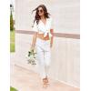 imageEkouaer Pajamas for Women Set Button Up Sleepswear 2 Piece Short Sleeve PJ Top and Long Pants Loungwear With Pocket SXXLWhite