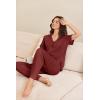 imageEkouaer Pajamas for Women Set Button Up Sleepswear 2 Piece Short Sleeve PJ Top and Long Pants Loungwear With Pocket SXXLWine Red