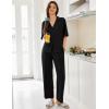 imageEkouaer Women Pajamas Set Button Down Sleepwear Short Sleeve Pjs Soft Comfy Nightwear with Long Pants SXXLBlack