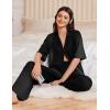 imageEkouaer Women Pajamas Set Button Down Sleepwear Short Sleeve Pjs Soft Comfy Nightwear with Long Pants SXXLBlack