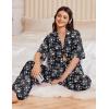 imageEkouaer Women Pajamas Set Button Down Sleepwear Short Sleeve Pjs Soft Comfy Nightwear with Long Pants SXXLBlack Flower