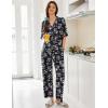 imageEkouaer Women Pajamas Set Button Down Sleepwear Short Sleeve Pjs Soft Comfy Nightwear with Long Pants SXXLBlack Flower