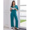 imageEkouaer Women Pajamas Set Button Down Sleepwear Short Sleeve Pjs Soft Comfy Nightwear with Long Pants SXXLBlue Green