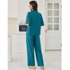 imageEkouaer Women Pajamas Set Button Down Sleepwear Short Sleeve Pjs Soft Comfy Nightwear with Long Pants SXXLBlue Green