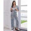 imageEkouaer Women Pajamas Set Button Down Sleepwear Short Sleeve Pjs Soft Comfy Nightwear with Long Pants SXXLBlue Leopard