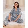 imageEkouaer Women Pajamas Set Button Down Sleepwear Short Sleeve Pjs Soft Comfy Nightwear with Long Pants SXXLBlue Leopard