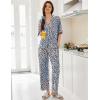 imageEkouaer Women Pajamas Set Button Down Sleepwear Short Sleeve Pjs Soft Comfy Nightwear with Long Pants SXXLBlue Leopard