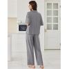 imageEkouaer Women Pajamas Set Button Down Sleepwear Short Sleeve Pjs Soft Comfy Nightwear with Long Pants SXXLDark Grey