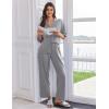imageEkouaer Women Pajamas Set Button Down Sleepwear Short Sleeve Pjs Soft Comfy Nightwear with Long Pants SXXLDark Grey