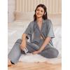 imageEkouaer Women Pajamas Set Button Down Sleepwear Short Sleeve Pjs Soft Comfy Nightwear with Long Pants SXXLDark Grey