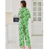 imageEkouaer Women Pajamas Set Button Down Sleepwear Short Sleeve Pjs Soft Comfy Nightwear with Long Pants SXXLGreen Leaves