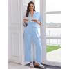 imageEkouaer Women Pajamas Set Button Down Sleepwear Short Sleeve Pjs Soft Comfy Nightwear with Long Pants SXXLLight Blue
