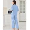 imageEkouaer Women Pajamas Set Button Down Sleepwear Short Sleeve Pjs Soft Comfy Nightwear with Long Pants SXXLLight Blue