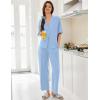 imageEkouaer Women Pajamas Set Button Down Sleepwear Short Sleeve Pjs Soft Comfy Nightwear with Long Pants SXXLLight Blue