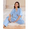 imageEkouaer Women Pajamas Set Button Down Sleepwear Short Sleeve Pjs Soft Comfy Nightwear with Long Pants SXXLLight Blue