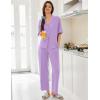imageEkouaer Women Pajamas Set Button Down Sleepwear Short Sleeve Pjs Soft Comfy Nightwear with Long Pants SXXLLight Purple