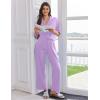 imageEkouaer Women Pajamas Set Button Down Sleepwear Short Sleeve Pjs Soft Comfy Nightwear with Long Pants SXXLLight Purple