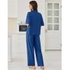 imageEkouaer Women Pajamas Set Button Down Sleepwear Short Sleeve Pjs Soft Comfy Nightwear with Long Pants SXXLNavy Blue