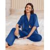 imageEkouaer Women Pajamas Set Button Down Sleepwear Short Sleeve Pjs Soft Comfy Nightwear with Long Pants SXXLNavy Blue